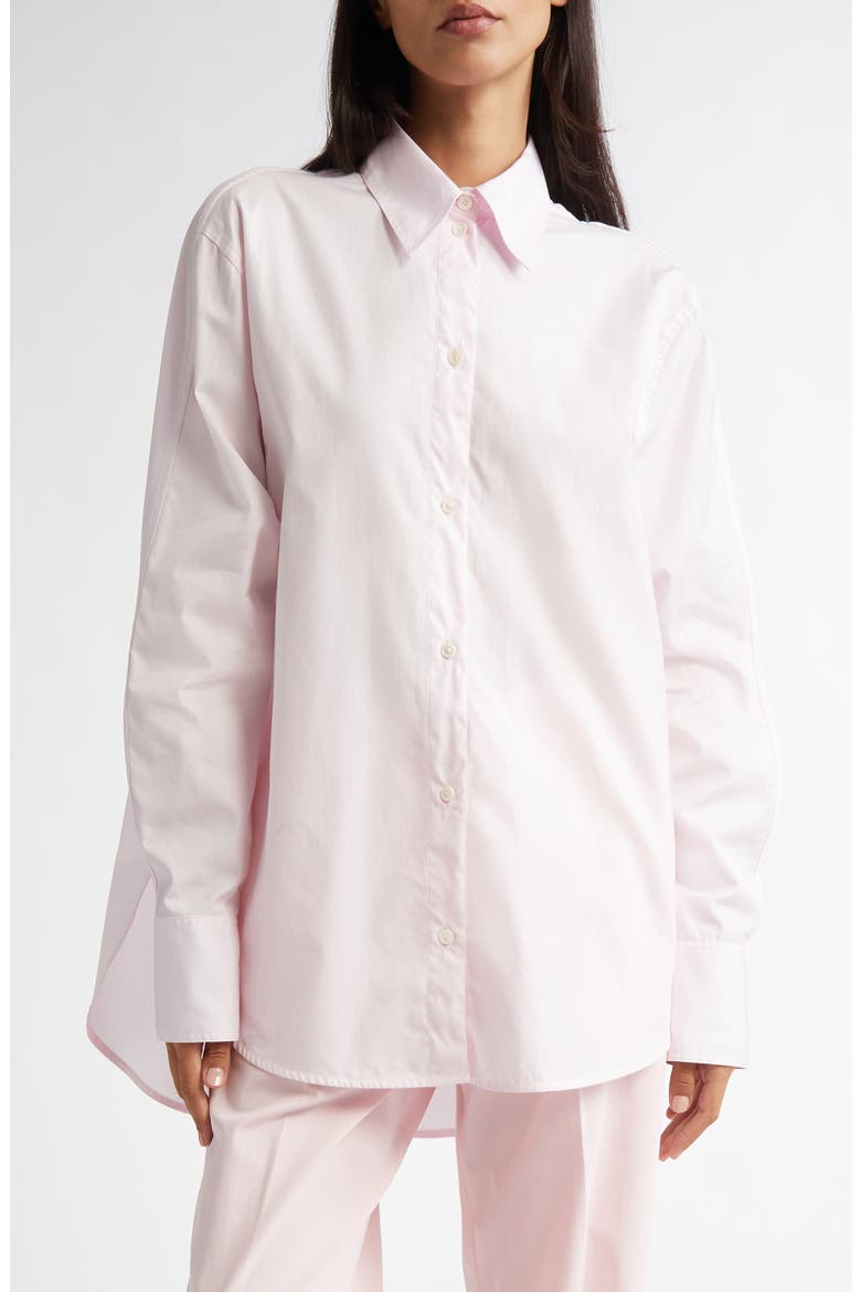 Wide Sleeve Cotton Poplin Button-Up Shirt, Main, color, BLOSSOM