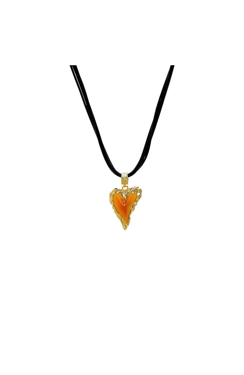 BY ADINA EDEN Amber Heart Curved Rope Necklace, Main, color, Orange
