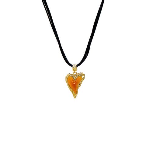 Amber Heart Curved Rope Necklace