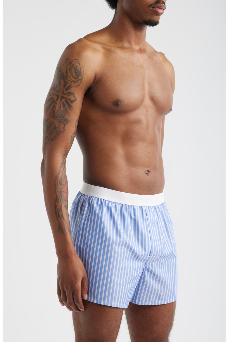 Cotton Poplin Boxer Shorts, Alternate, color, BLUE/ WHITE