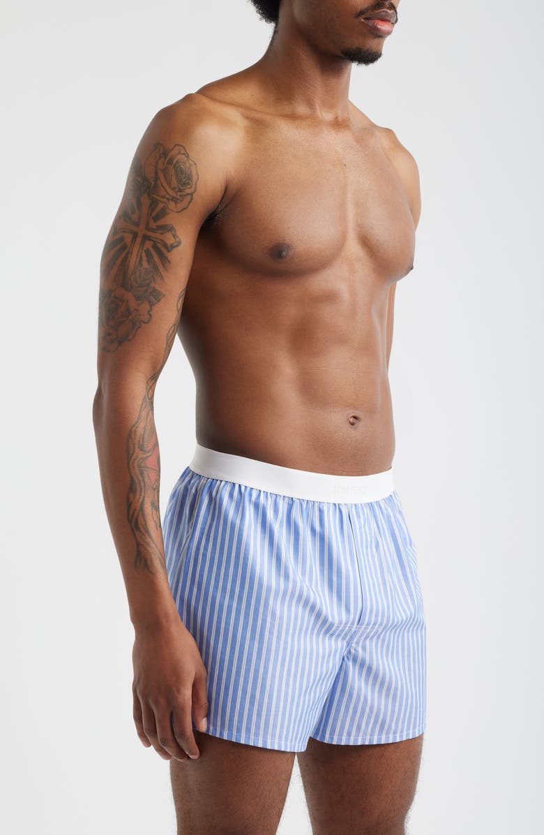 TOM FORD Cotton Poplin Boxer Shorts, Alternate, color, Blue/ White