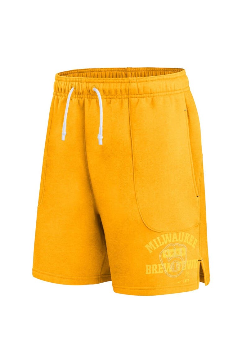 Men's Nike Gold Milwaukee Brewers Statement Ball Game Shorts, Alternate, color, Gold
