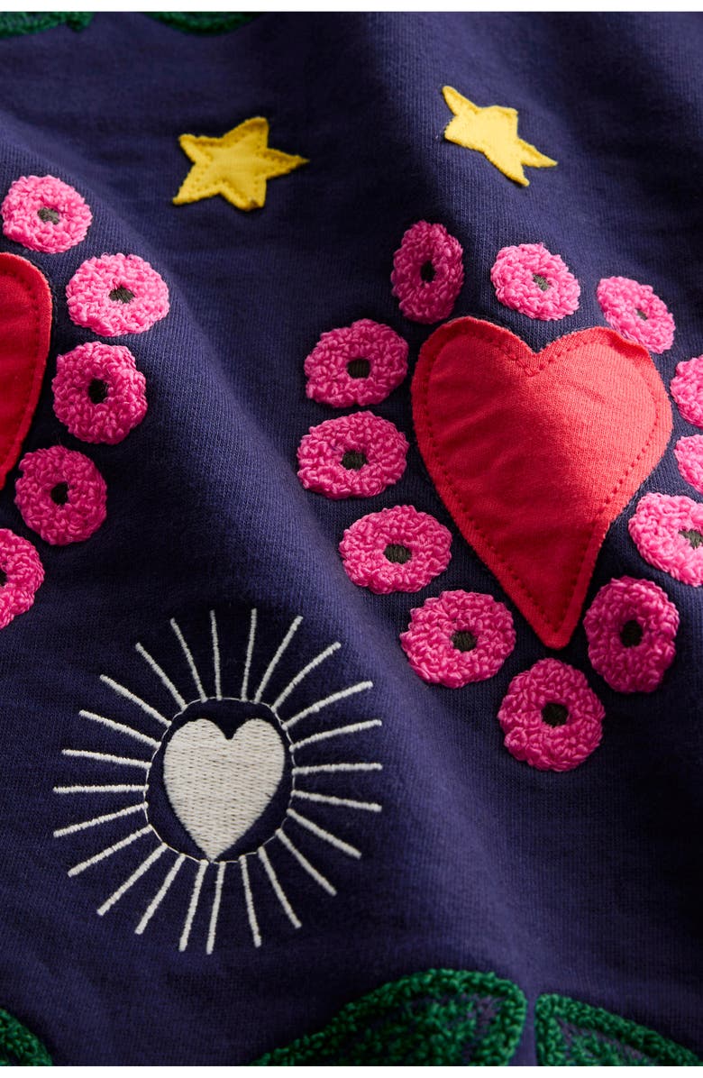 Mini Boden Kids' Ida Embroidered Sweatshirt Dress, Alternate, color, College Navy Tigers