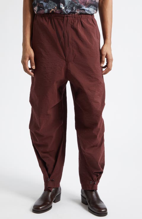 Washed Technical Cotton Blend Parachute Pants