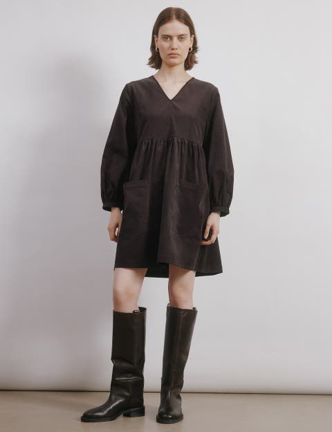 Short Cord Pocket Dress