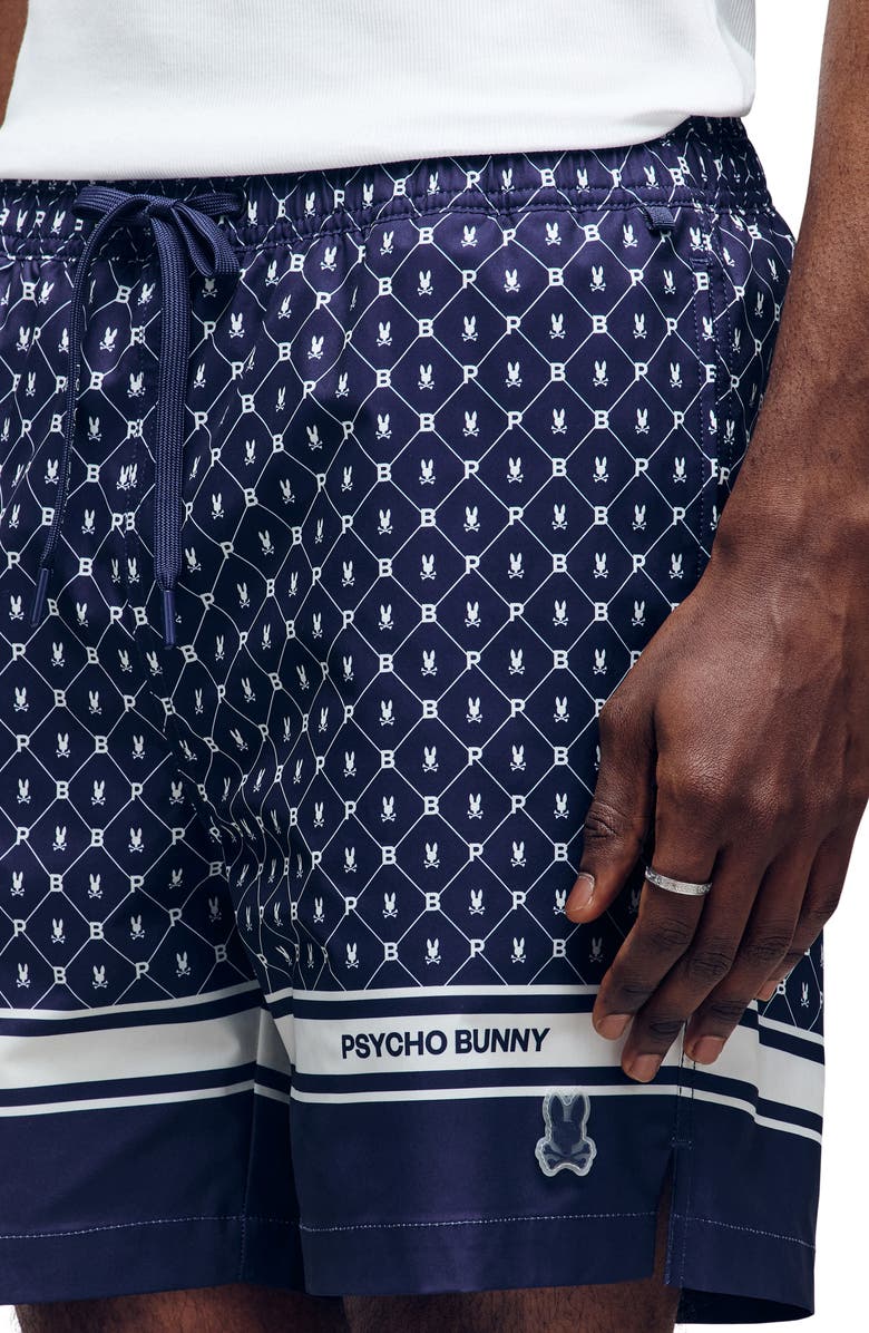 Psycho Bunny Hunter Bunny Print Swim Trunks, Alternate, color, 