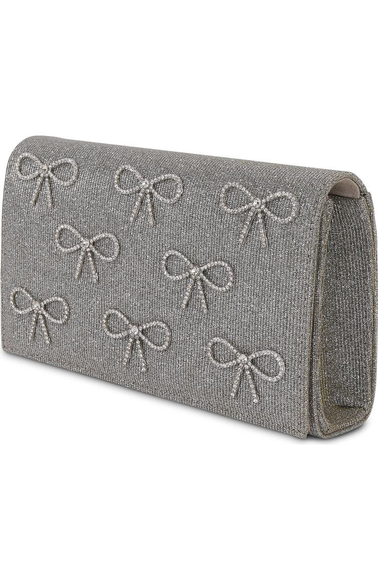 Jewel Badgley Mischka Julia Crystal Bow Flap Clutch, Alternate, color, Silvergold