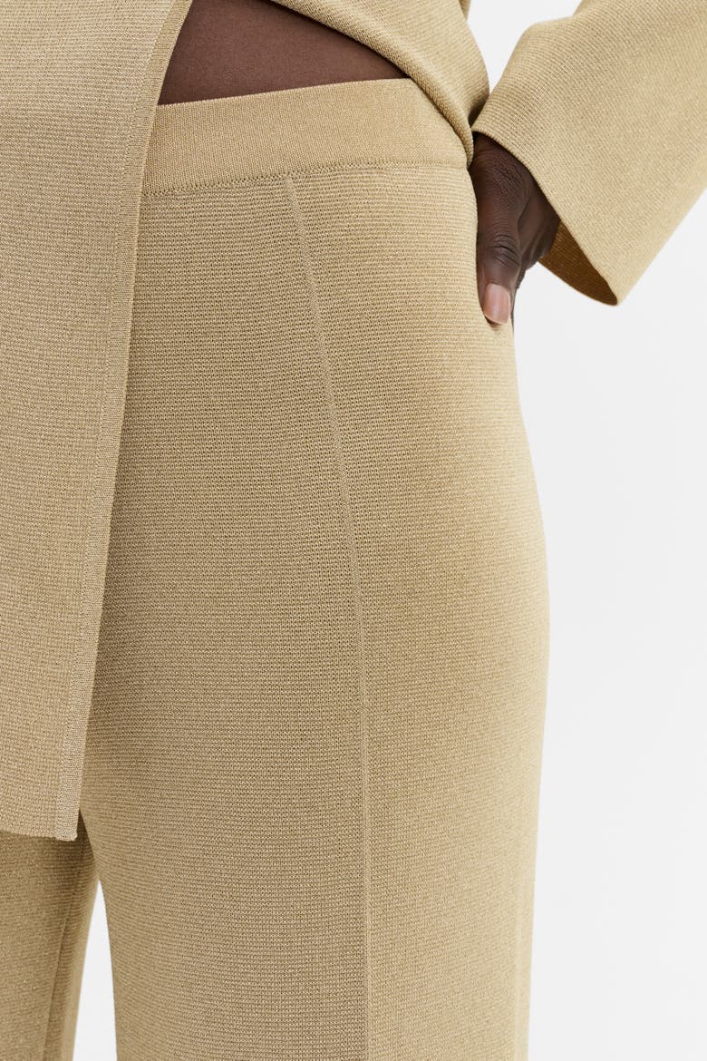 Ammie Metallic Milano Knitted Trousers, Alternate, color, Pale Gold