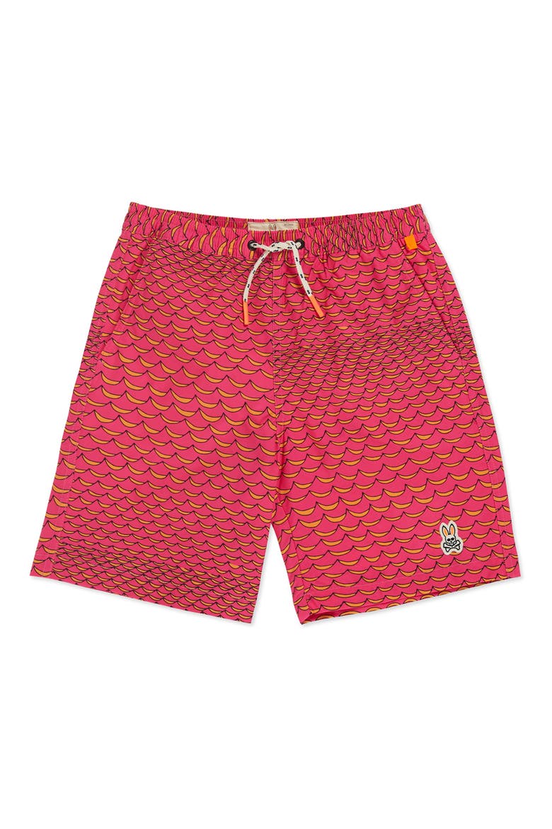 Kids' Haines Wave Pattern Swim Trunks, Main, color, 671 NEON MAGENTA