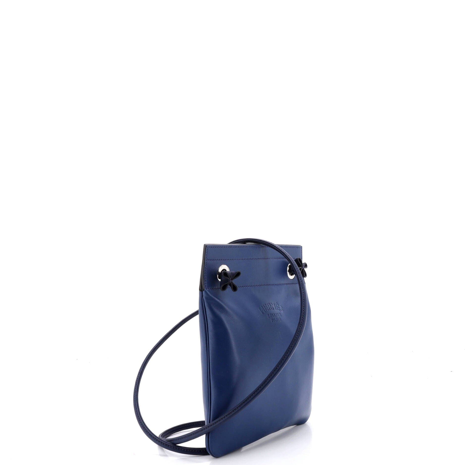 Pre-Owned Hermes Aline Bag Milo Lambskin and Swift Mini, Alternate, color, Bleu Saphir