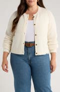 Treasure & Bond Rolled Crewneck Cardigan