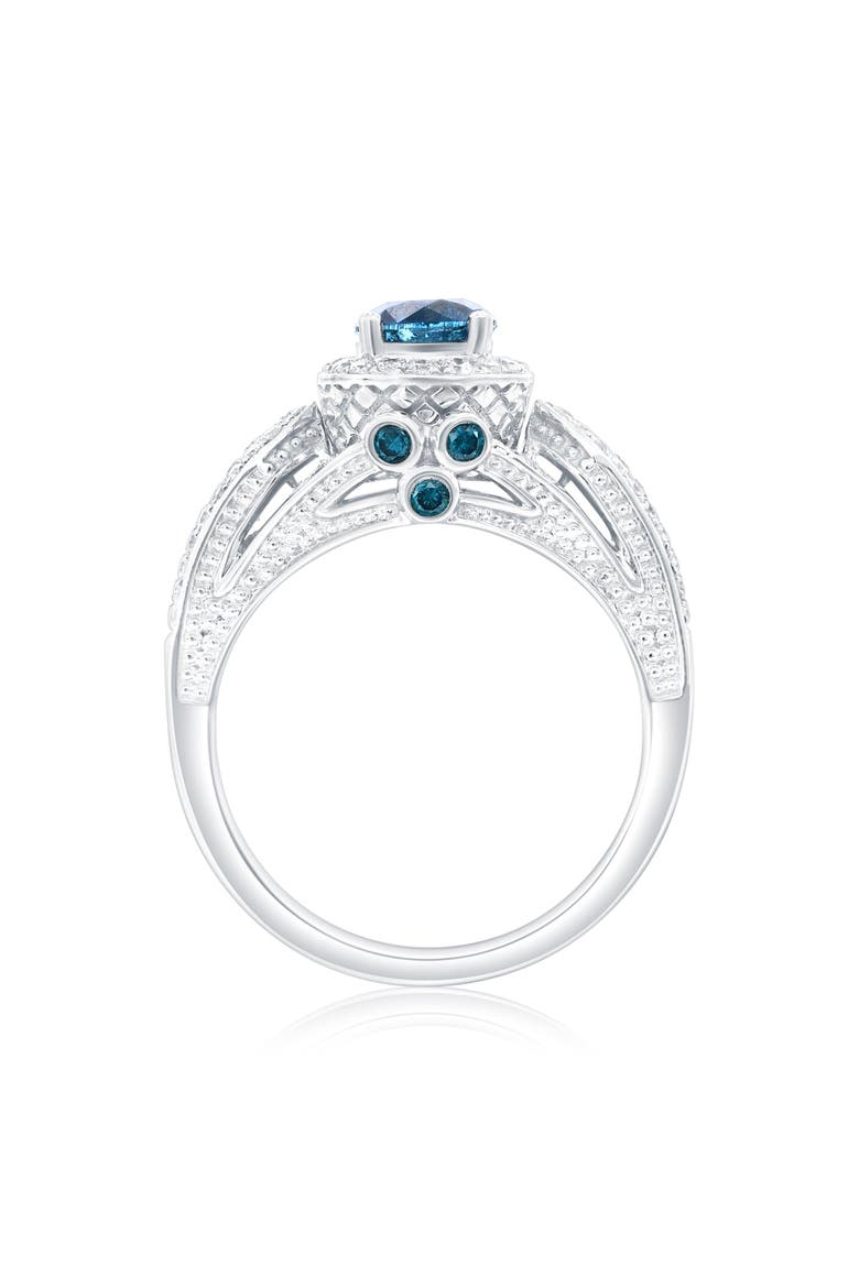 14K White Gold 0.84ct Blue Diamond & 0.37cttw Diamond Ring, Alternate, color, White Gold