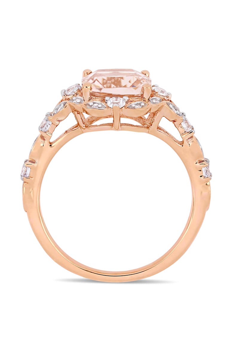 Morganite & White Sapphire Vintage Halo Ring, Alternate, color, Morganite