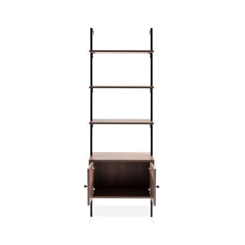 Happimess Tulare 72.05" Midcentury Industrial 4-shelf Wood Wall-mounted Open Ladder Bookcase With Ca In Brown/black