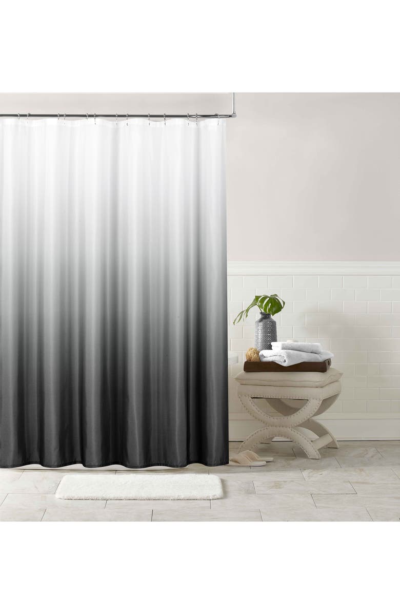 DAINTY HOME Ombré Shower Curtain, Main, color, Black