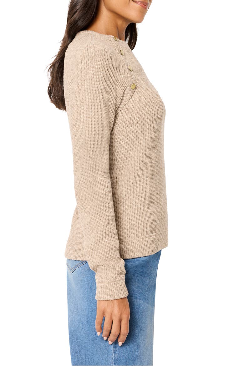 Thermal Knit Button Top, Alternate, color, WALNUT