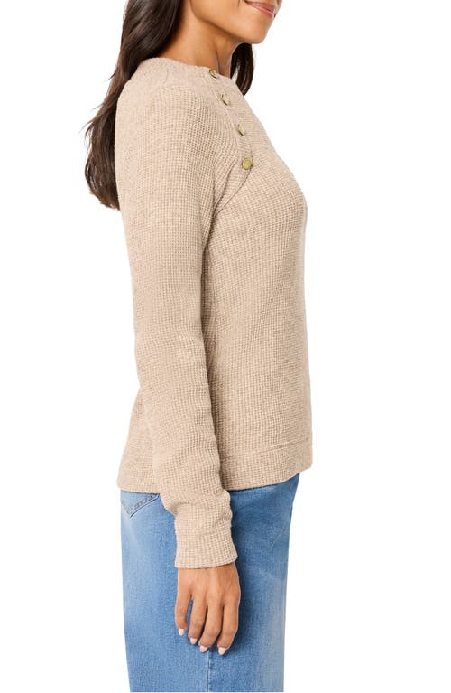 Nic + Zoe Nic+zoe Thermal Knit Button Top In Neutral