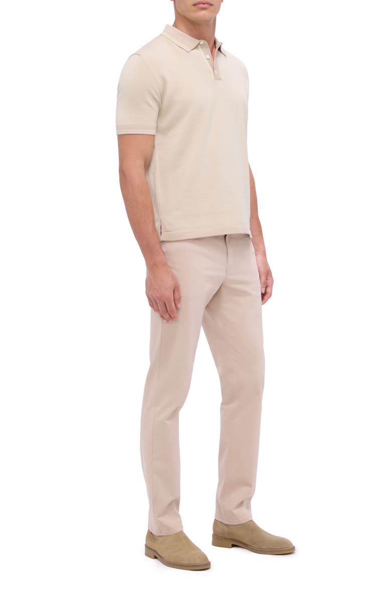 Bugatchi Tipped Short Sleeve Cotton & Silk Polo Sweater, Alternate, color, Desert