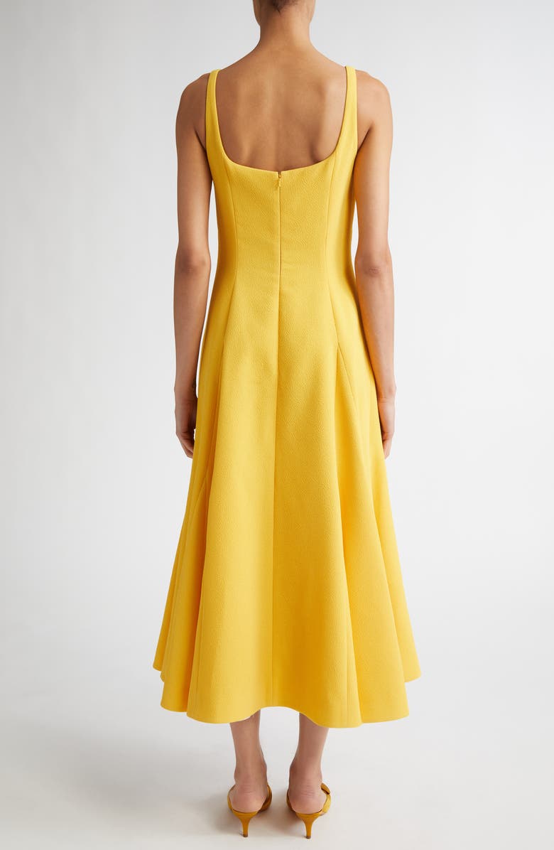 Emilia Wickstead Neith Square Neck Sleeveless Fit & Flare Dress, Alternate, color, Custard