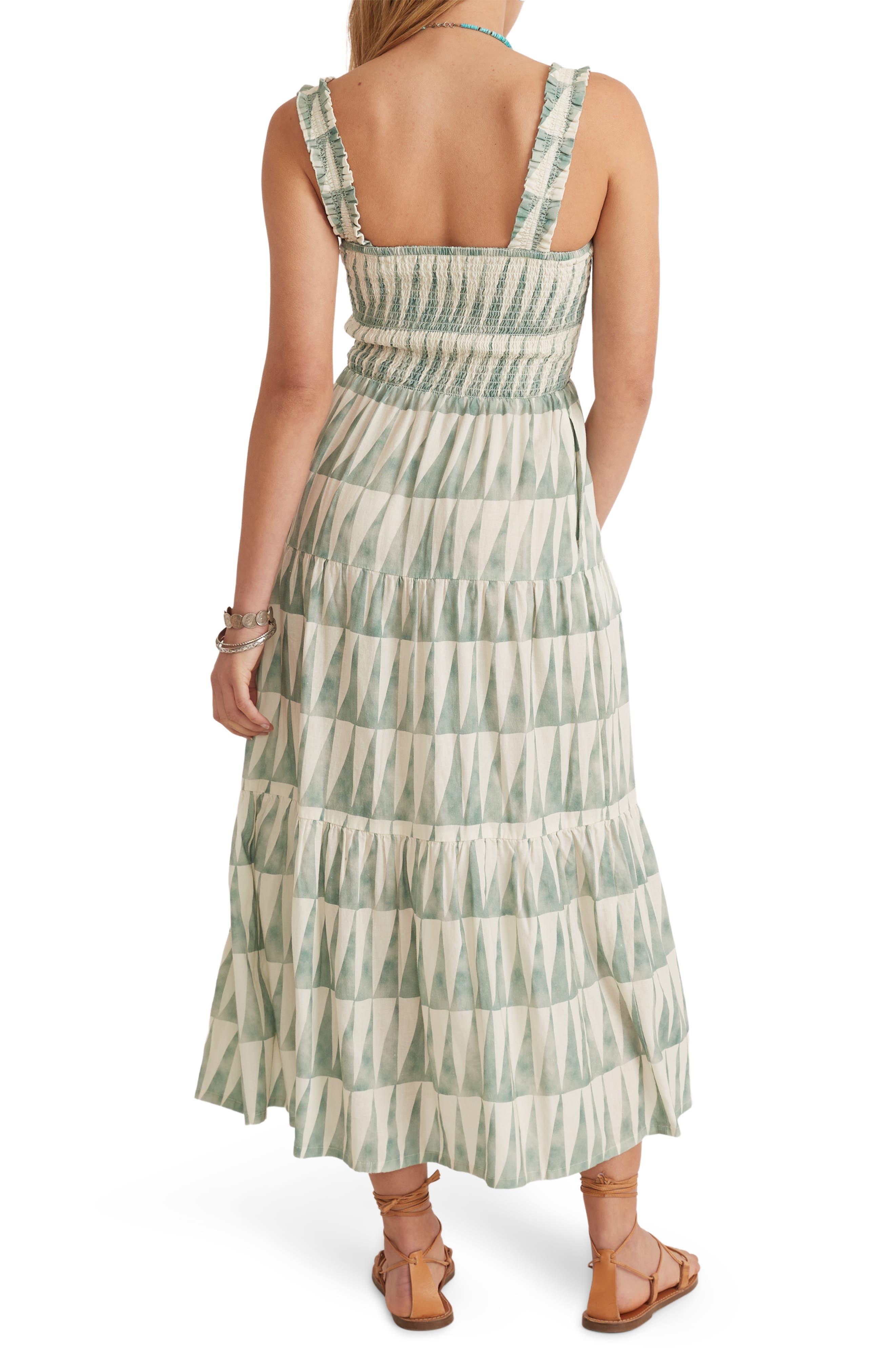 Marine Layer Selene Geo Triangle Print Smocked Maxi Sundress (Women ...