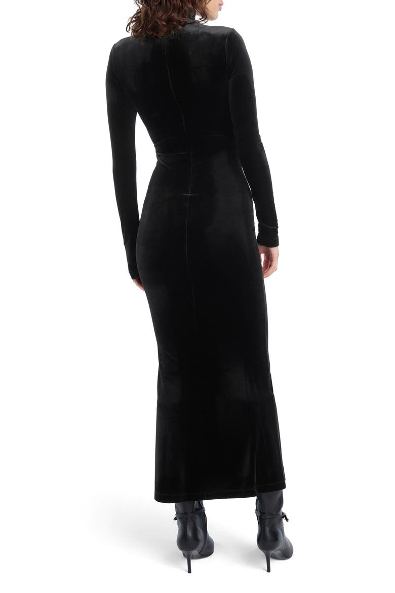 Millie Velvet Turtleneck Column Dress, Alternate, color, BLACK
