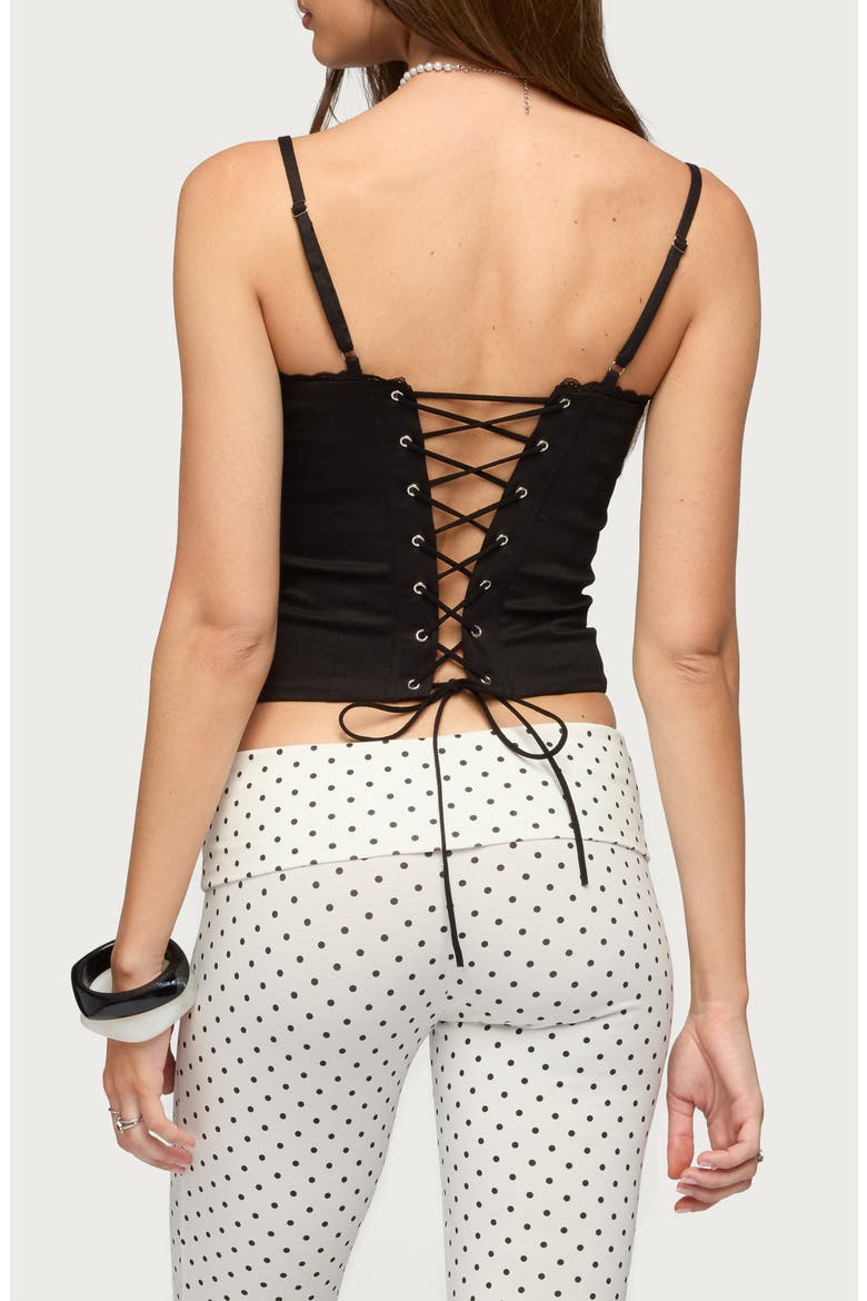 Helenna Lace-Up Button-Up Top, Alternate, color, BLACK