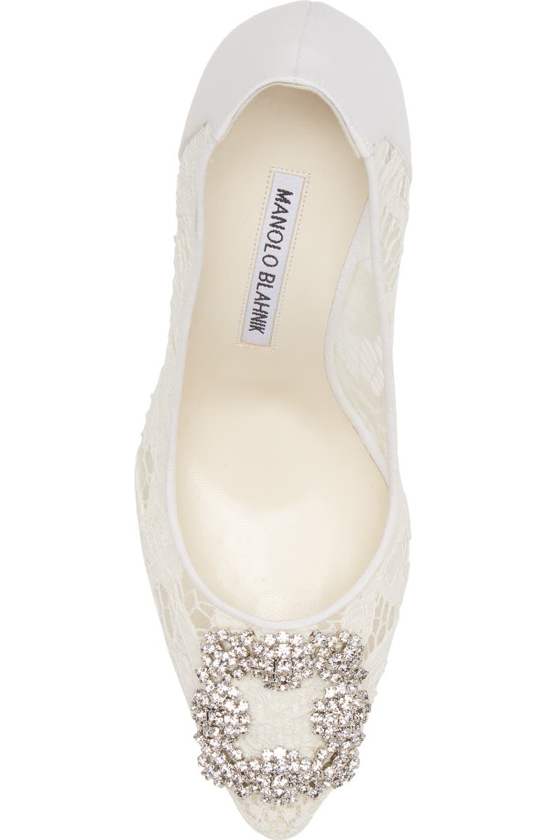 Manolo Blahnik Hangisi Lace Pointed Toe Pump, Alternate, color,