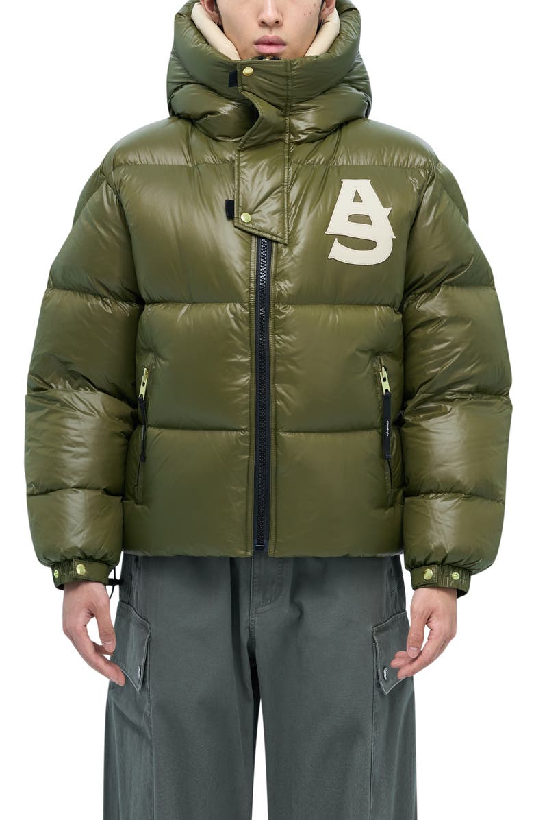 AlphaStyle Kudu Hooded Puffer Down Jacket, Alternate, color, Green
