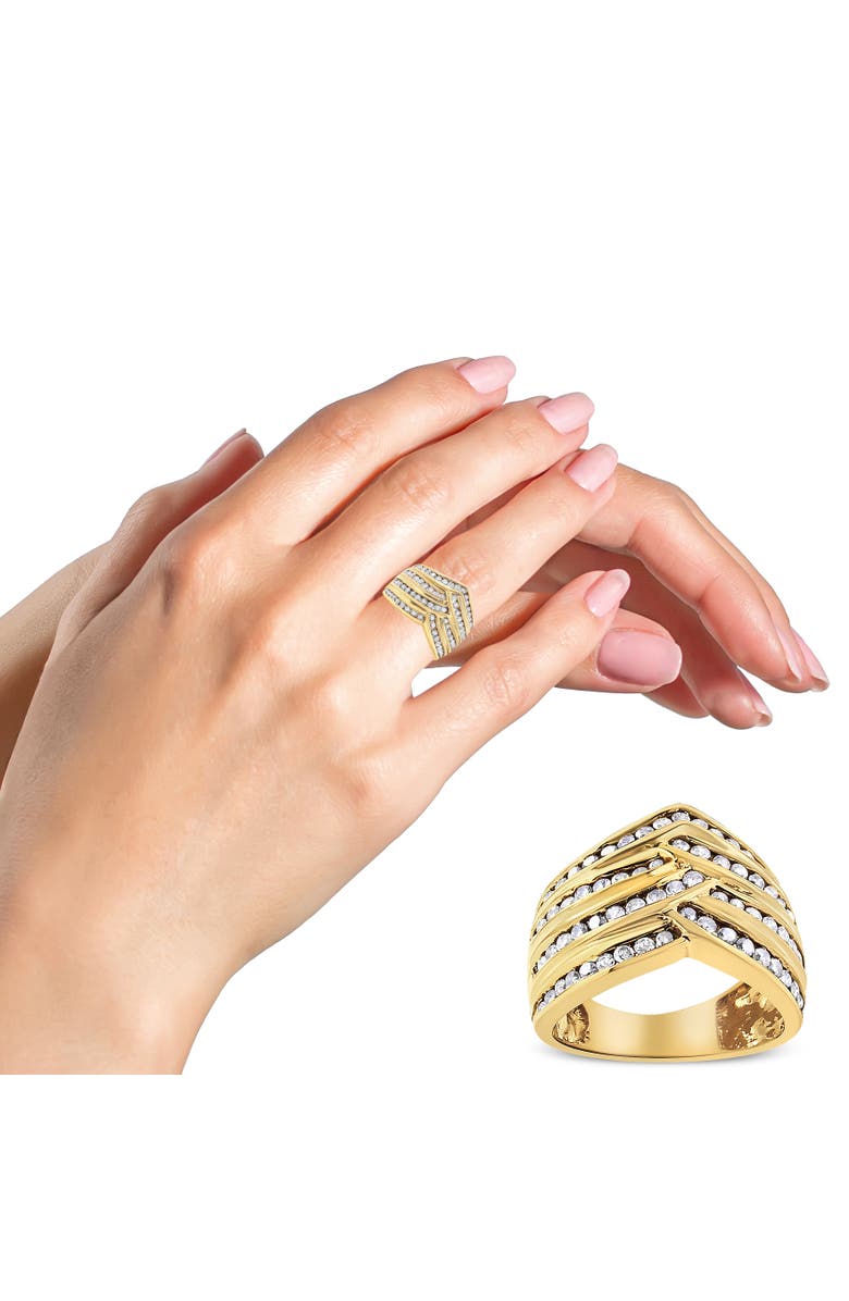 Haus of Brilliance 10K Yellow Gold Plated Silver 1 1/2 Cttw Diamond Channel Band Ring, Alternate, color, Yellow Gold Over Silver