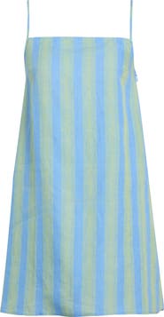 STAUD Laura Stripe Linen Minidress
