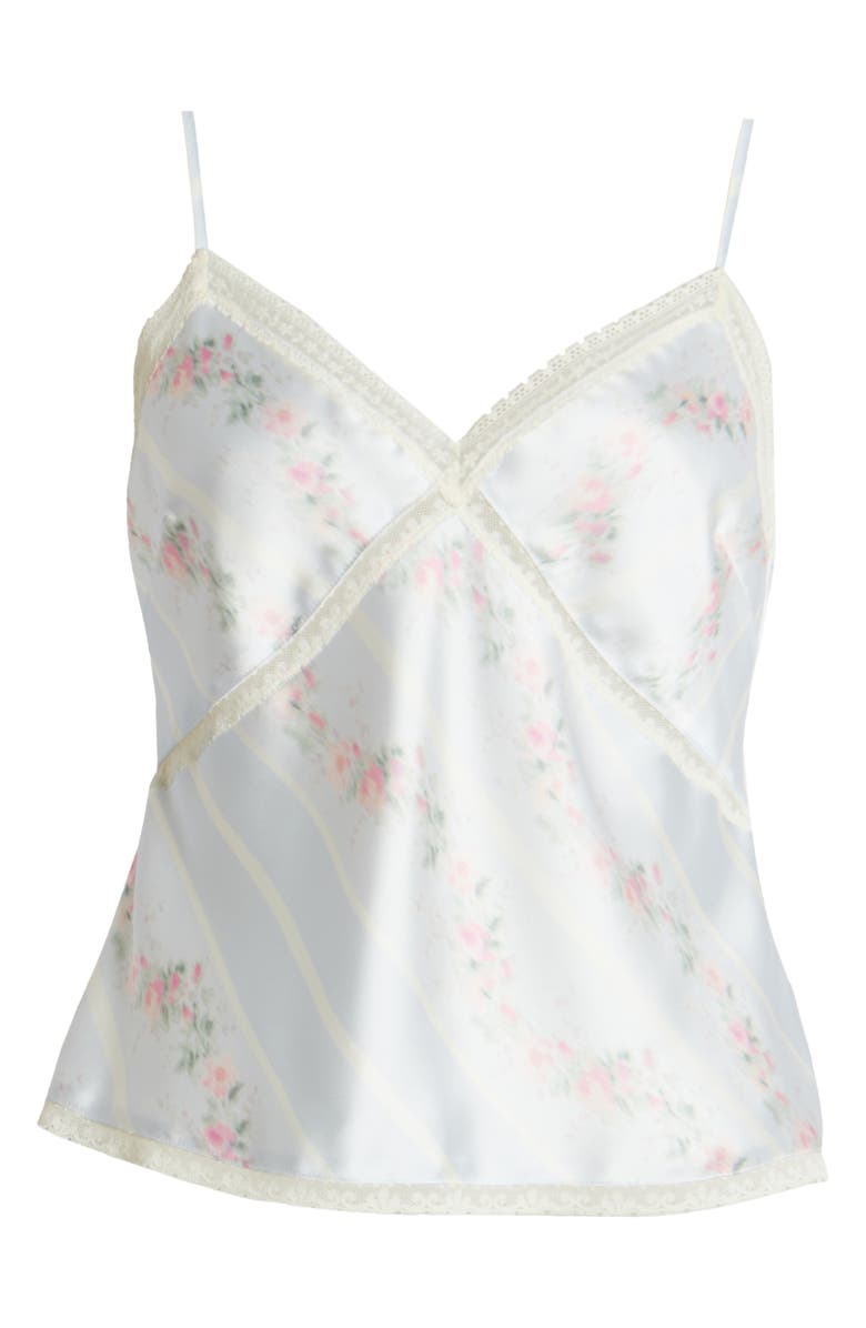 LoveShackFancy Levall Floral Lace Trim Satin Camisole, Alternate, color,