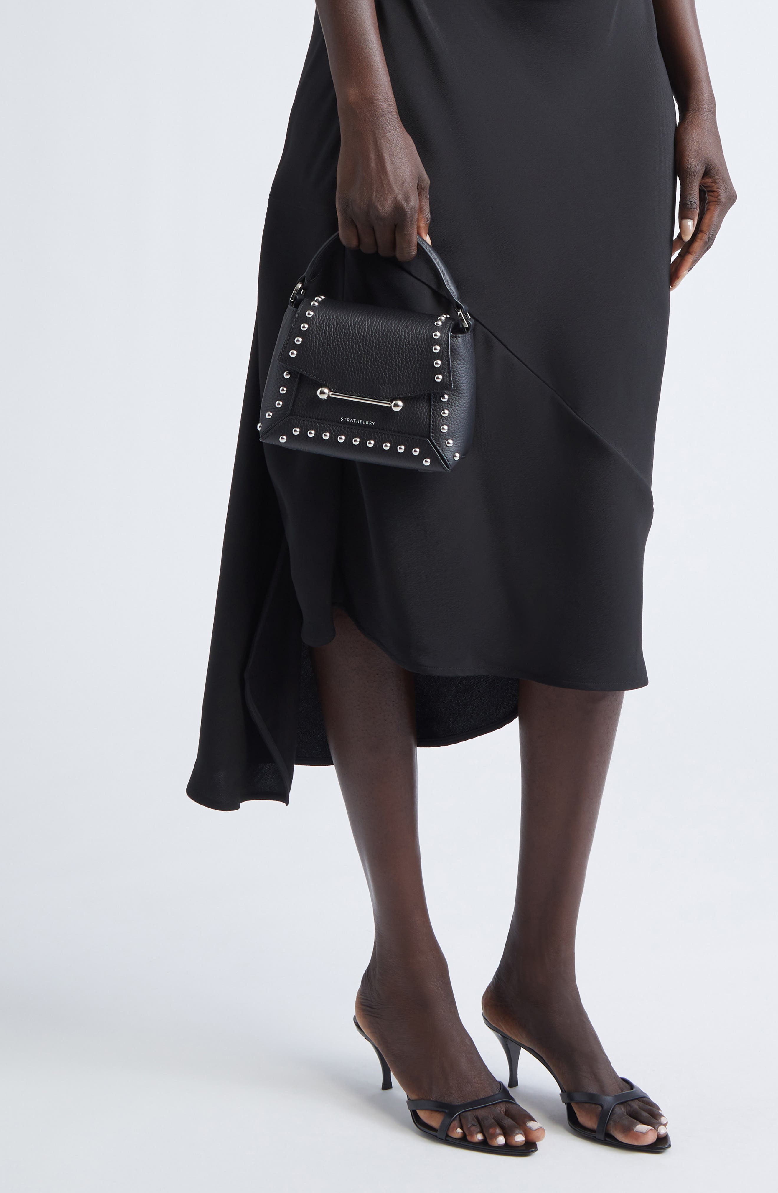 Strathberry Nano Mosaic Studded Leather Top Handle Bag, Alternate, color, 