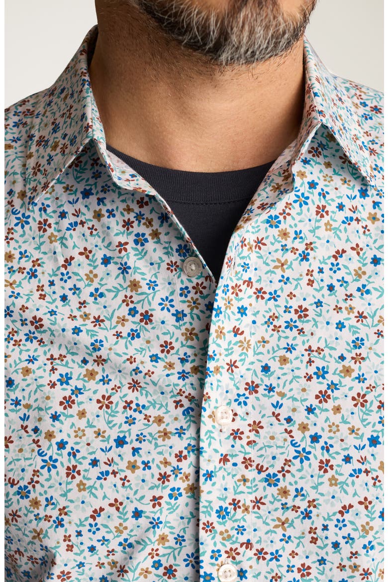 Riviera Floral Short Sleeved Stretch Cotton Shirt, Alternate, color, WHITE PRESCOTT FLORAL