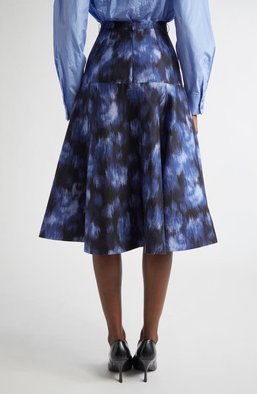 Michael Kors Collection Abstract Floral Print Dance Skirt In Blue
