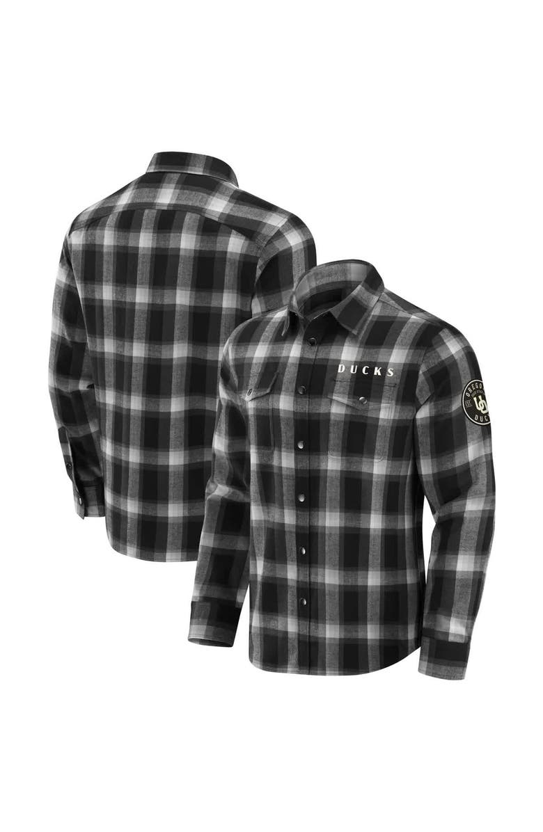 Darius Rucker Collection by Fanatics Men's Darius Rucker Collection by Fanatics Black Oregon Ducks Flannel Plaid Full-Snap Shirt, Main, color, Black