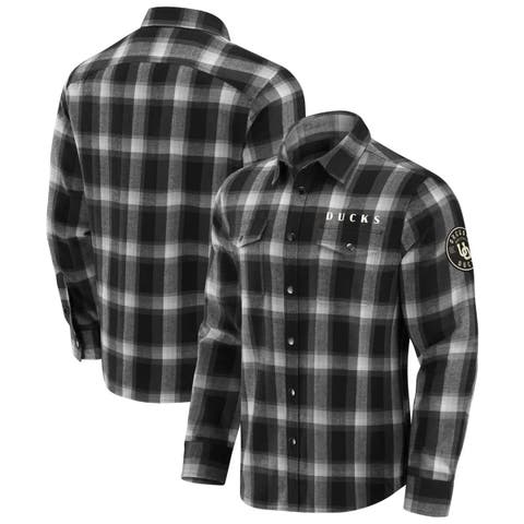 Men's Darius Rucker Collection by Fanatics Black Oregon Ducks Flannel Plaid Full-Snap Shirt