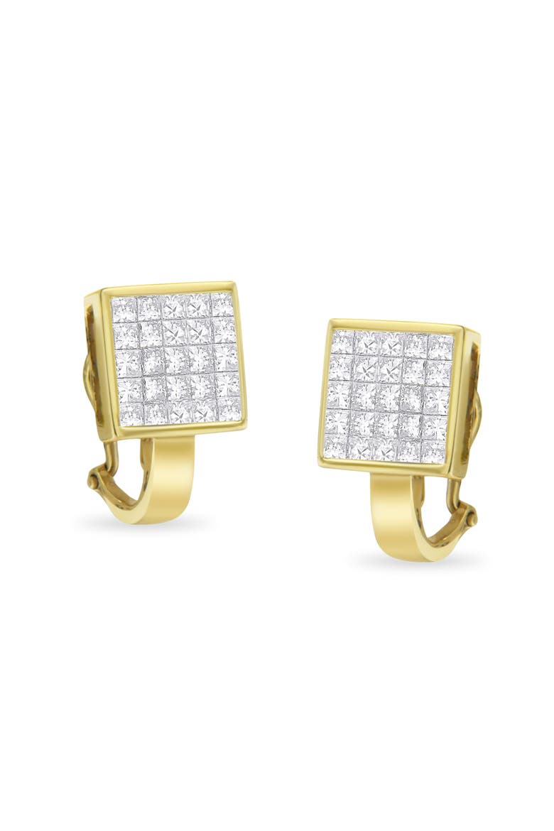 14K Yellow Gold 3-1/5 Cttw Diamond Grid Huggy Style Stud Earring, Alternate, color, Yellow