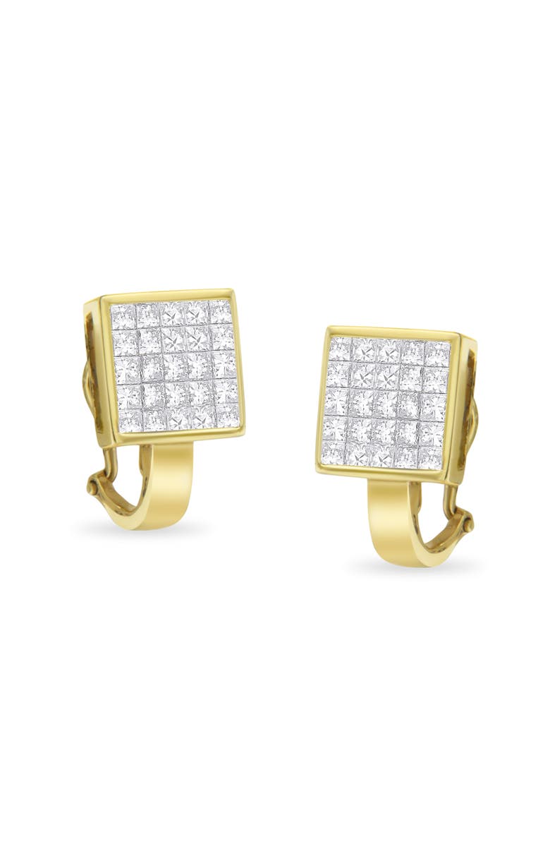 Haus of Brilliance 14K Yellow Gold 3-1/5 Cttw Diamond Grid Huggy Style Stud Earring, Alternate, color, Yellow