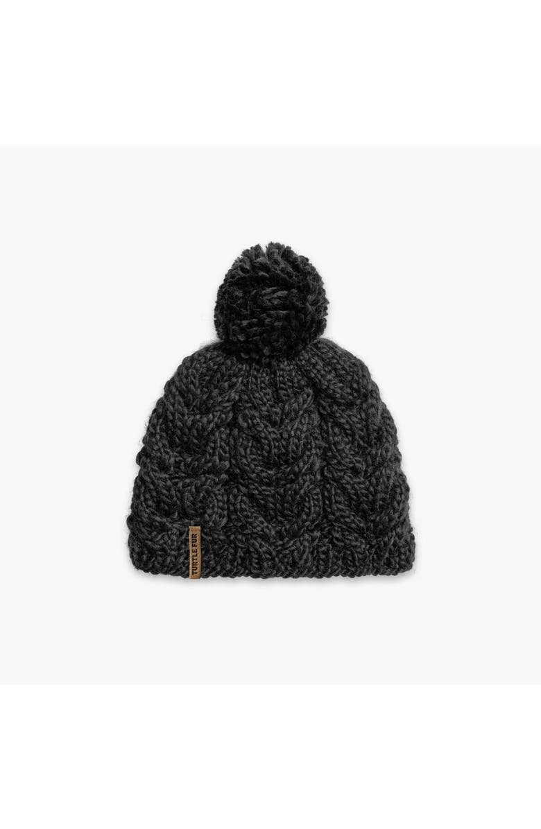 Turtle Fur Millie Wool Pom Beanie, Main, color, Black