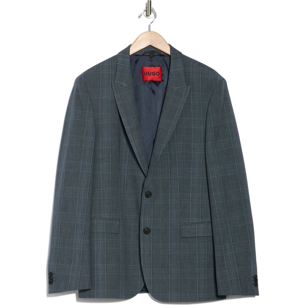 Shop Hugo Boss Hugo Arti Dark Blue Plaid Peak Lapel Sport Coat