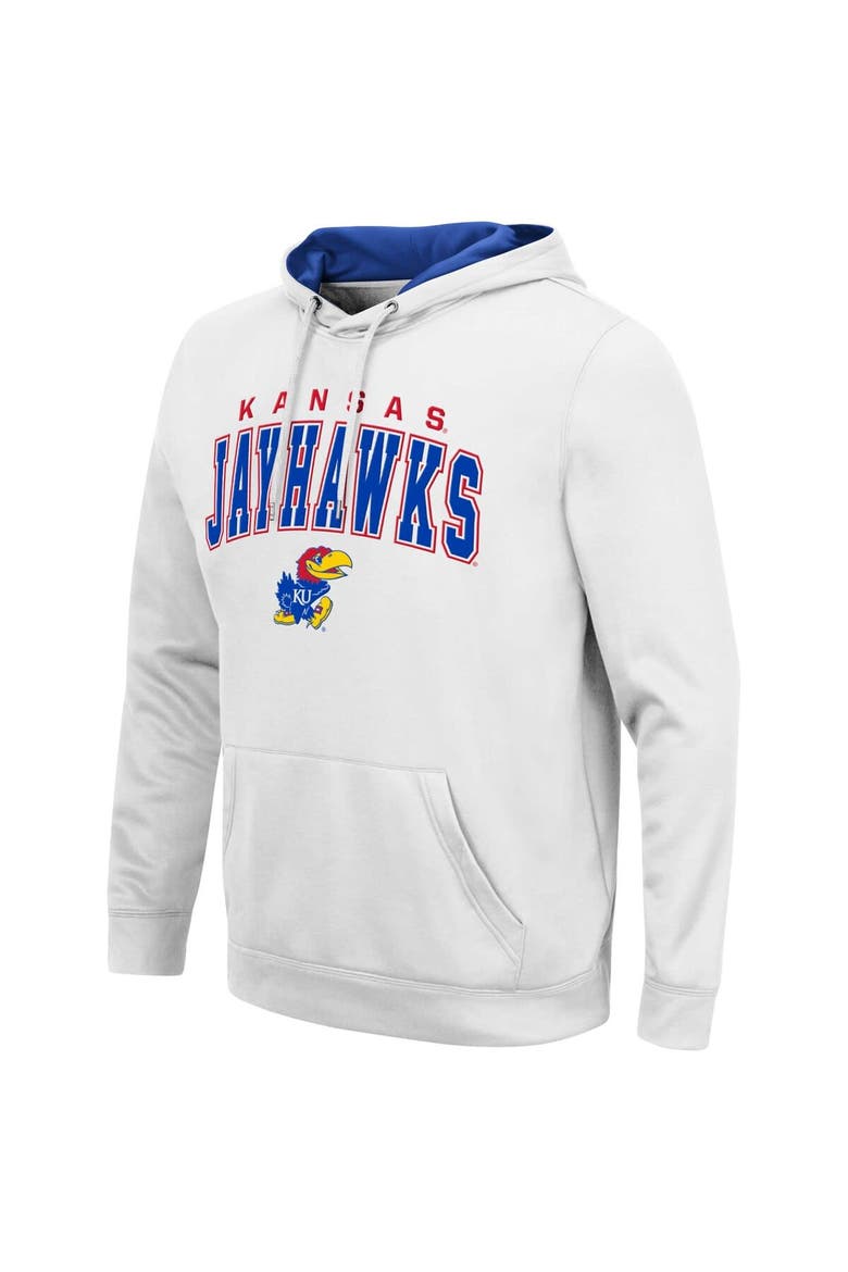 Men's Colosseum White Kansas Jayhawks Resistance Pullover Hoodie, Alternate, color, White