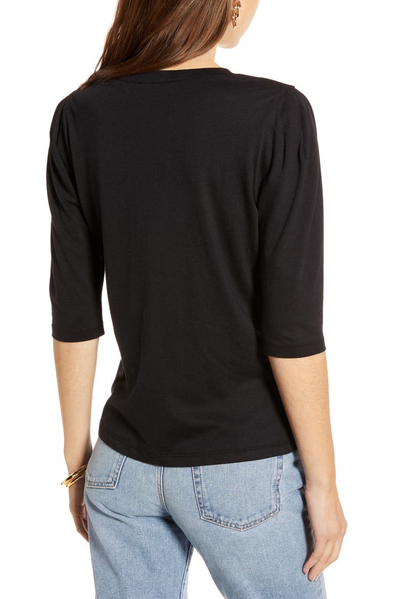 Puff Sleeve Tee (Nordstrom Exclusive), Alternate, color, BLACK