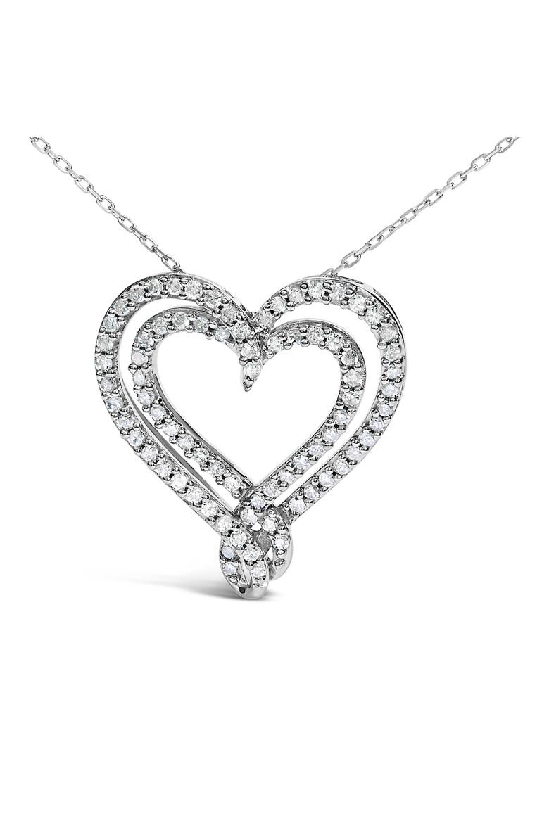 Sterling Silver 1/2 Cttw Diamond Heart Pendant Necklace, Alternate, color, Silver