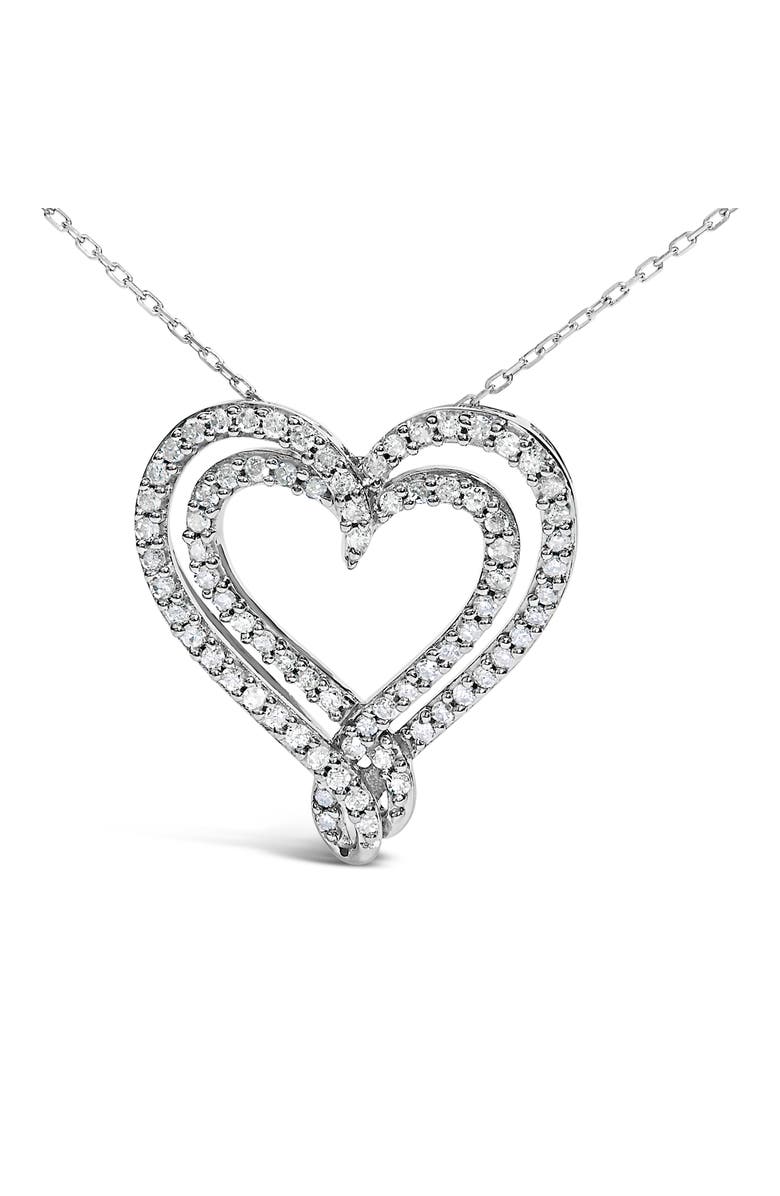 Haus of Brilliance Sterling Silver 1/2 Cttw Diamond Heart Pendant Necklace, Alternate, color, Silver