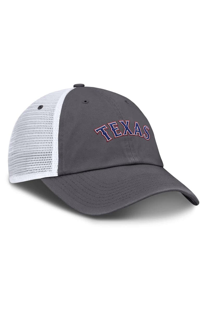 Nike Men's Nike Gray Texas Rangers Wordmark Club Adjustable Trucker Hat, Alternate, color, 
