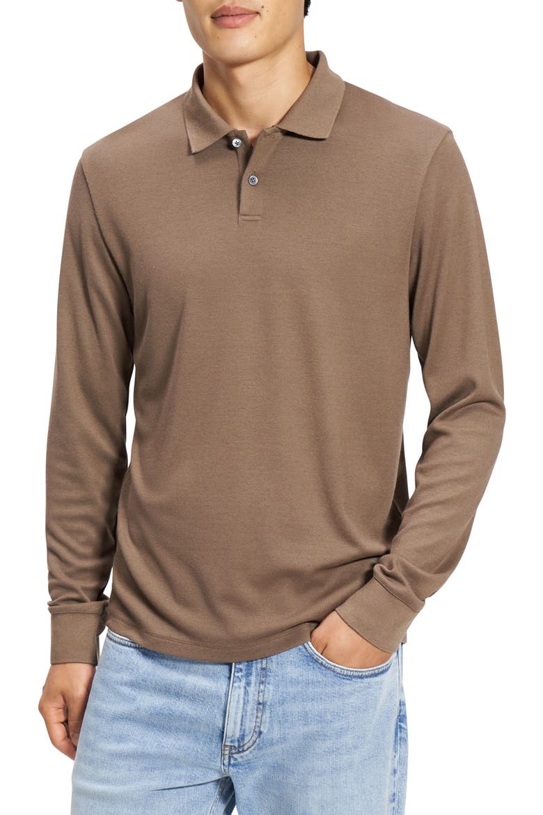 Goris Anemone Milano Long Sleeve Polo, Main, color, DARK TAUPE