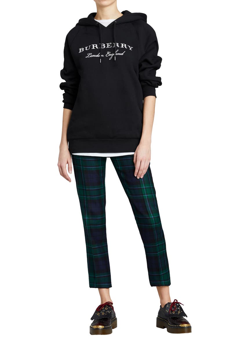 Krayford Embroidered Cotton Blend Hoodie, Alternate, color, BLACK