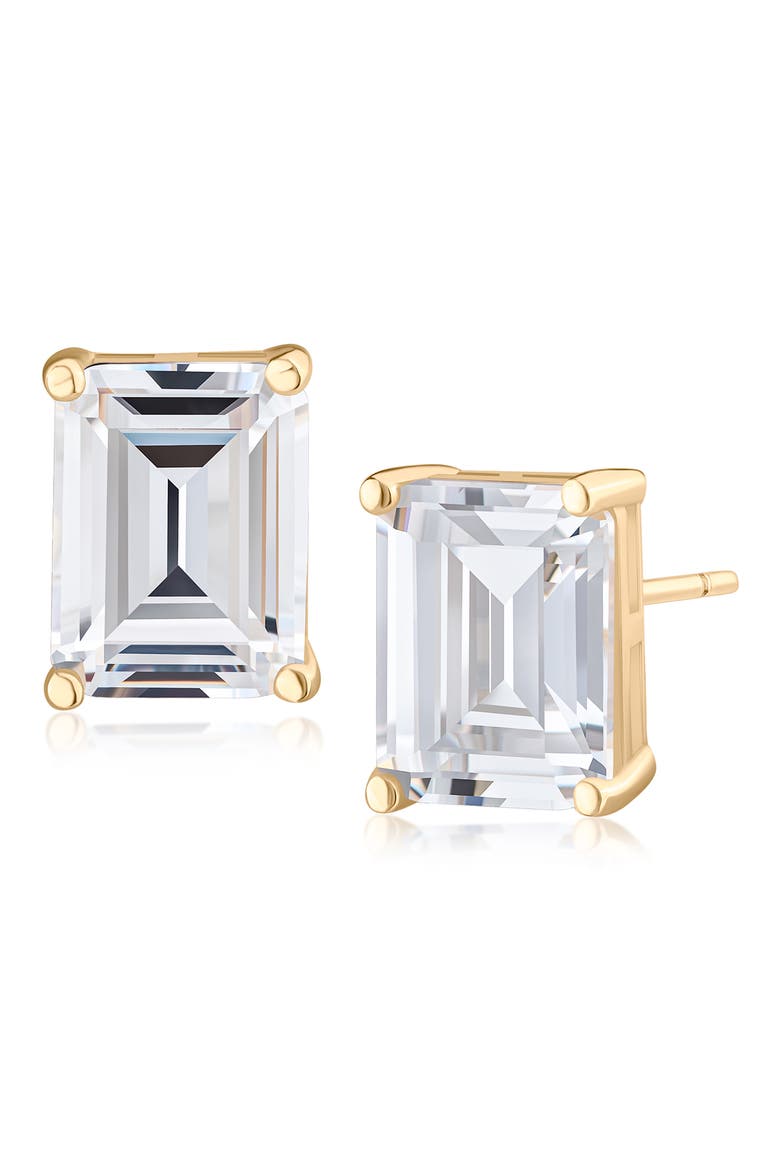 Emerald Cut Cubic Zirconia Stud Earrings (Nordstrom Exclusive), Main, color, CLEAR/ GOLD