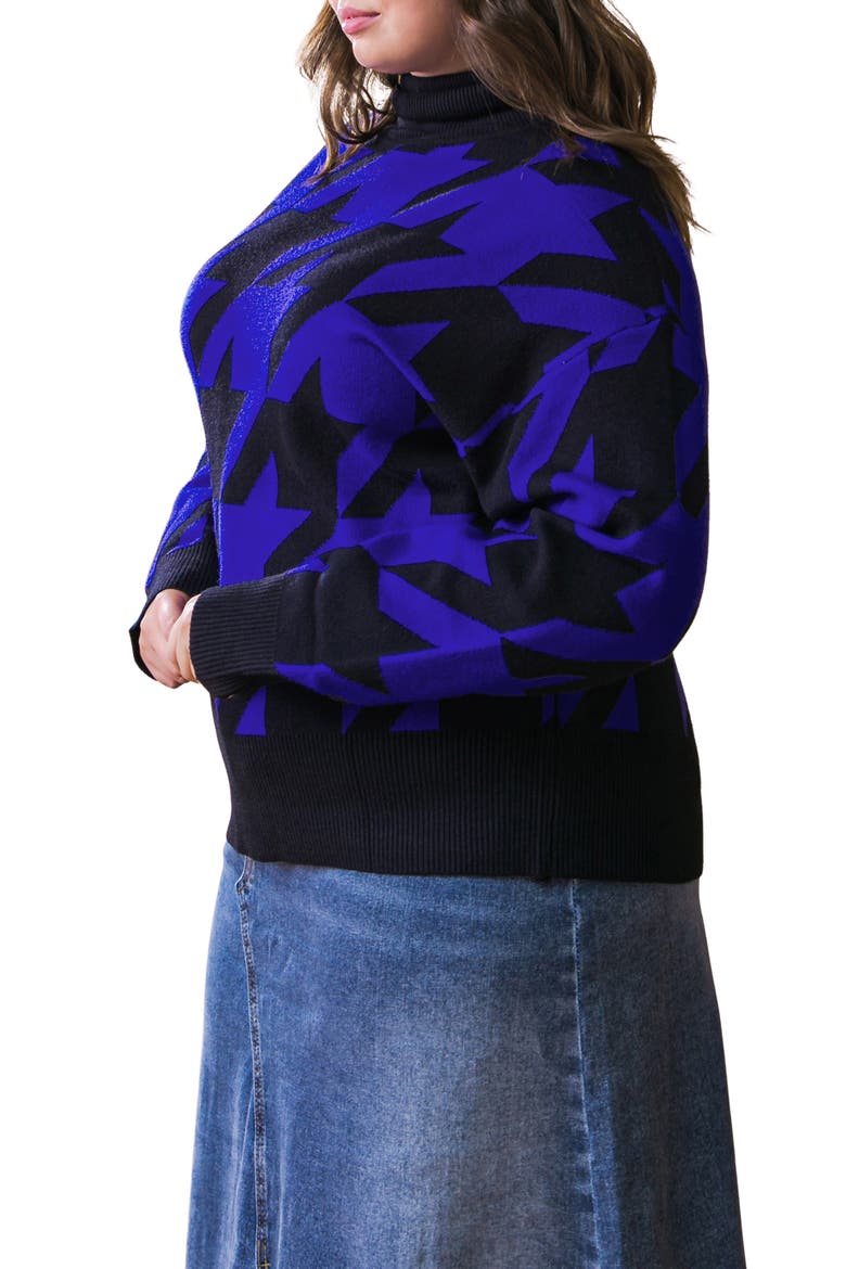 Turtleneck Sweater, Alternate, color, BLACK/ ROYAL