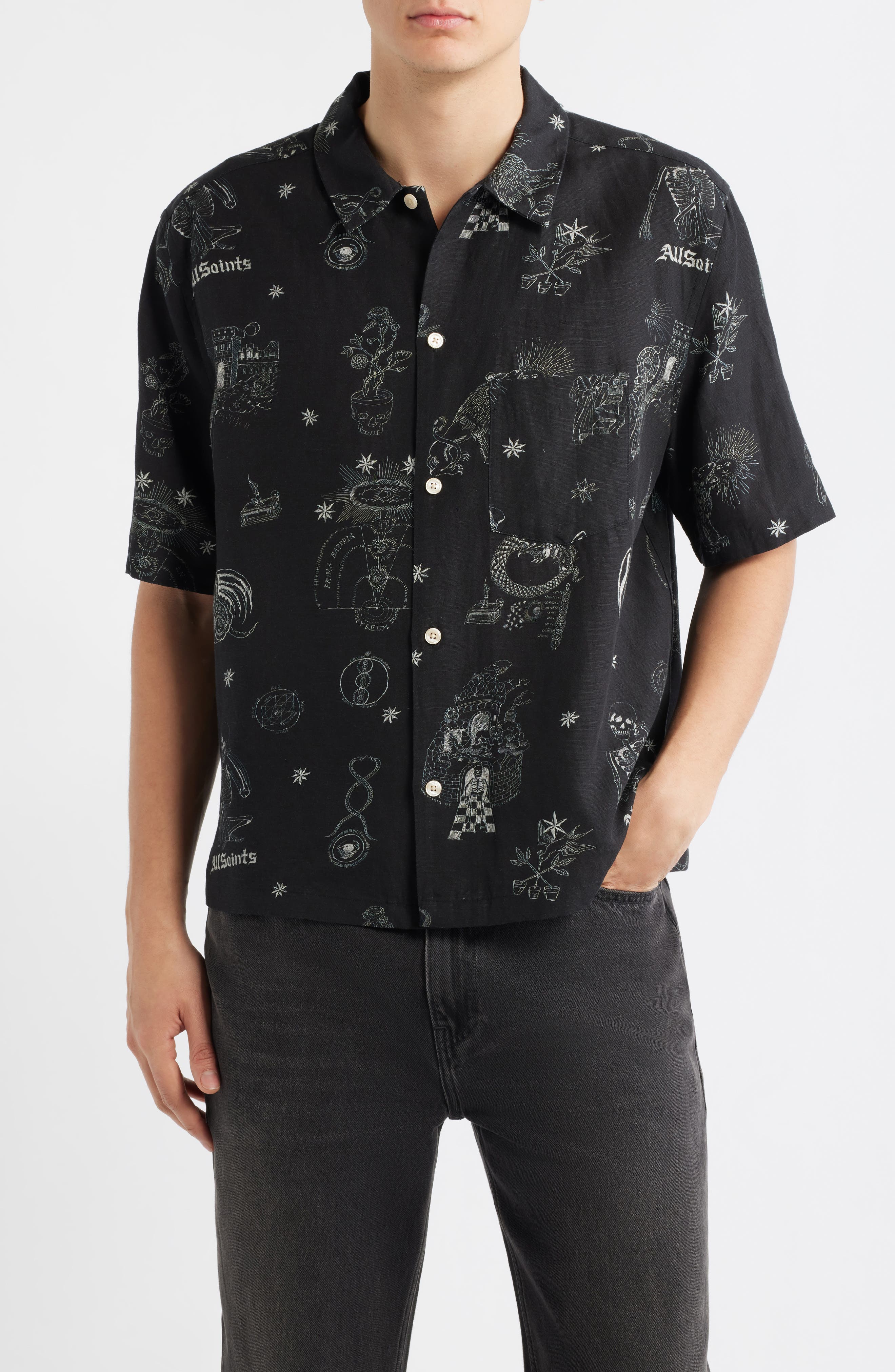 Terra Print Short Sleeve Button-Up Shirt